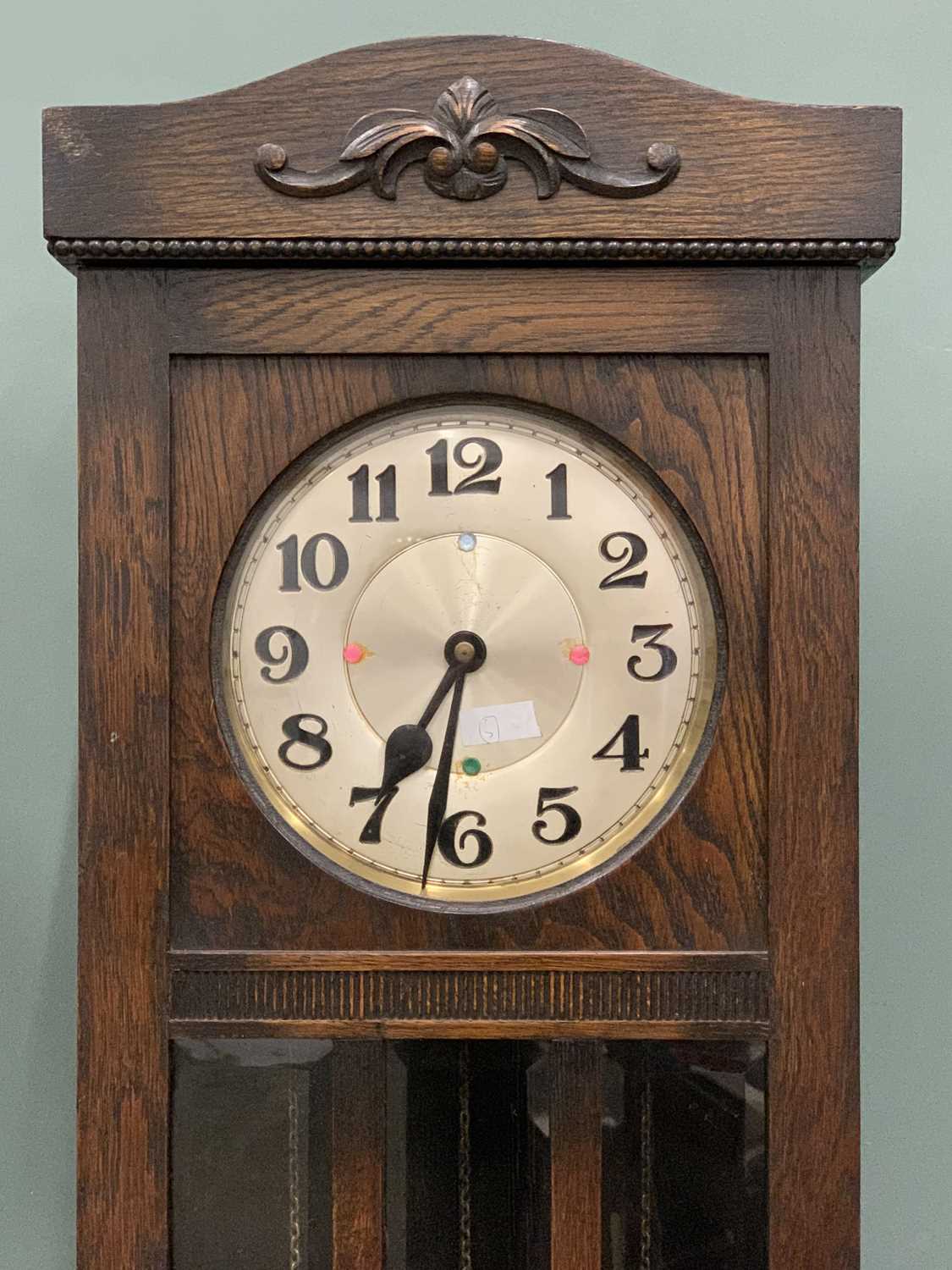 TWO VINTAGE & REPRODUCTION LONGCASE CLOCKS, comprising circa 1930s oak example, 10.5 inch circular - Image 2 of 9