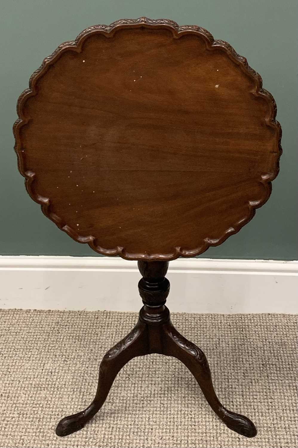 OCCASIONAL FURNITURE ITEMS comprising antique mahogany tilt-top tripod table, carved pie-crust - Image 4 of 5