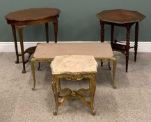 FOUR EDWARDIAN & LATER OCCASIONAL TABLES comprising mahogany two-tier, shaped top, fan knee