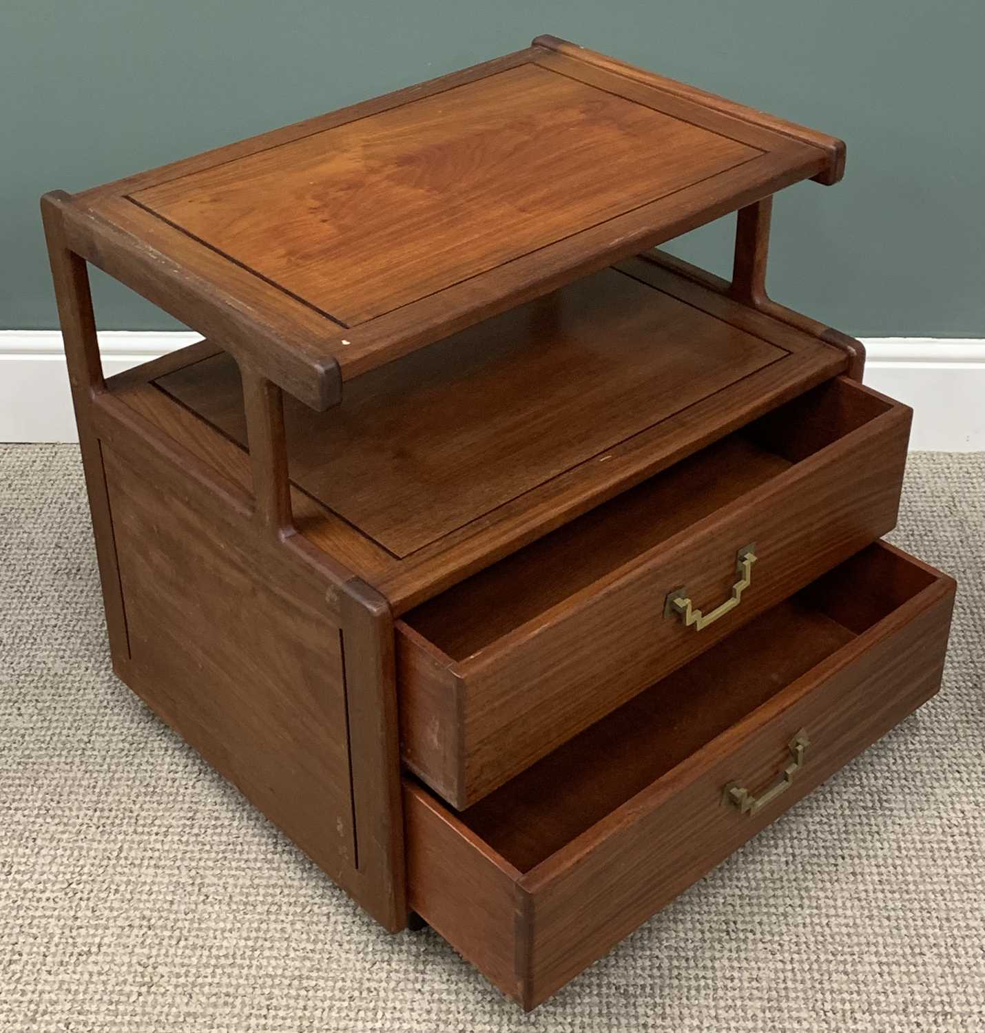 THREE REPRODUCTION CHINESE HARDWOOD CABINETS, comprising pair single drawer two door bedside - Image 4 of 4