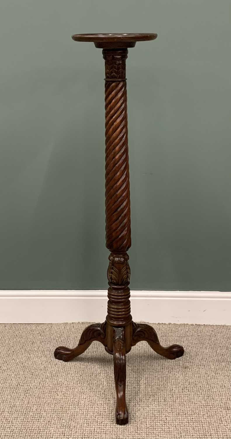 REPRODUCTION MAHOGANY PLANTER/CANDLE STAND, dished circular top, carved spiral twist column, - Image 5 of 5