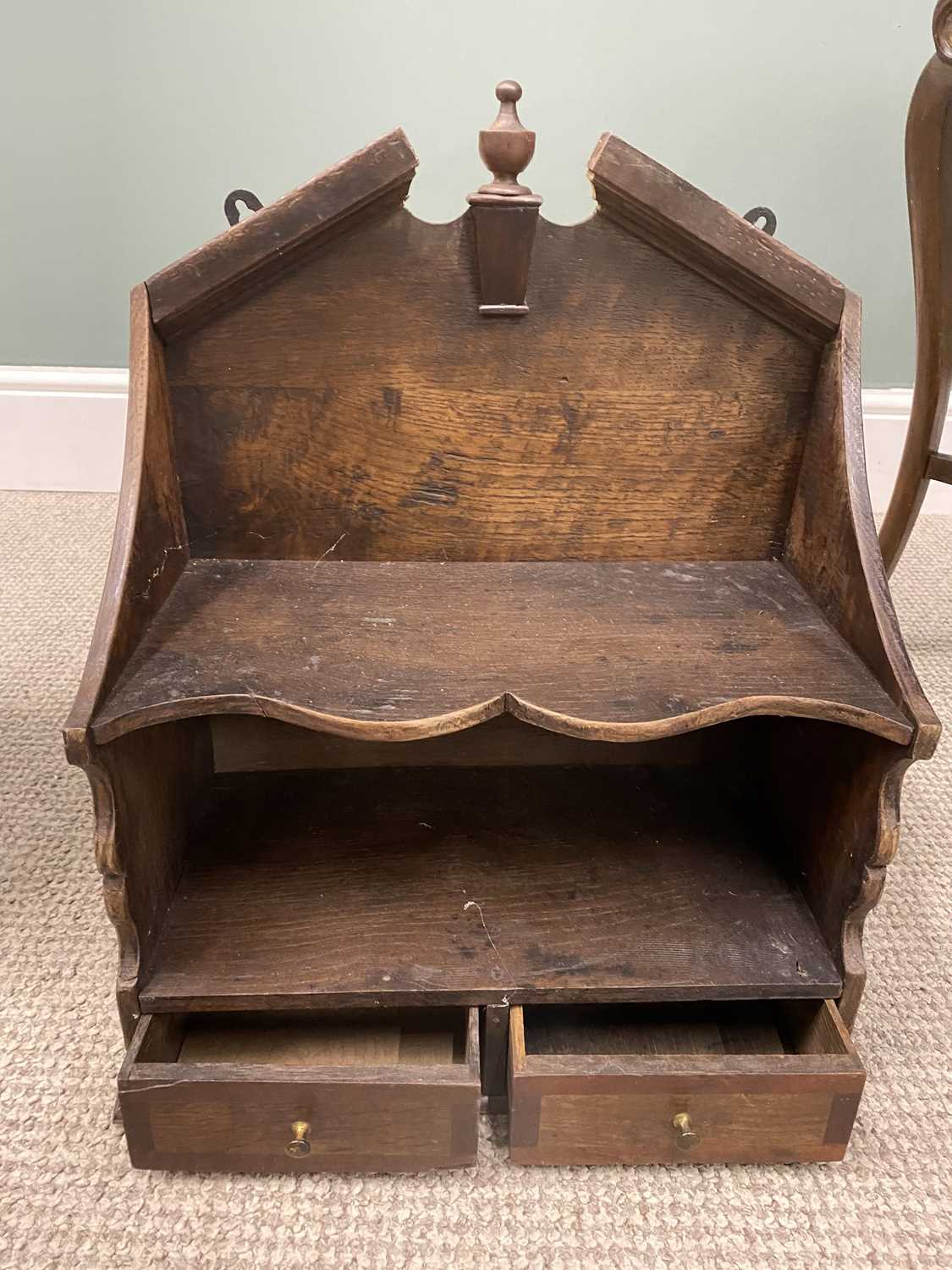 THREE ITEMS VINTAGE OCCASIONAL FURNITURE, comprising shaped top two-tier mahogany table circa - Image 2 of 3