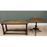 TWO ANTIQUE & VINTAGE TABLES comprising dished top mahogany tripod table, 71 (h) x 63.5cms (