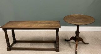 TWO ANTIQUE & VINTAGE TABLES comprising dished top mahogany tripod table, 71 (h) x 63.5cms (