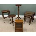 VARIOUS VINTAGE & REPRODUCTION OCCASIONAL FURNITURE comprising walnut nest of three glass top