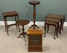 VARIOUS VINTAGE & REPRODUCTION OCCASIONAL FURNITURE comprising walnut nest of three glass top