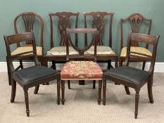 SEVEN GEORGIAN, REGENCY & OTHER MAHOGANY SIDE CHAIRS, to include pair of Chippendale style,