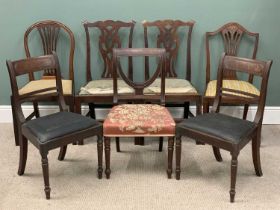 SEVEN GEORGIAN, REGENCY & OTHER MAHOGANY SIDE CHAIRS, to include pair of Chippendale style,