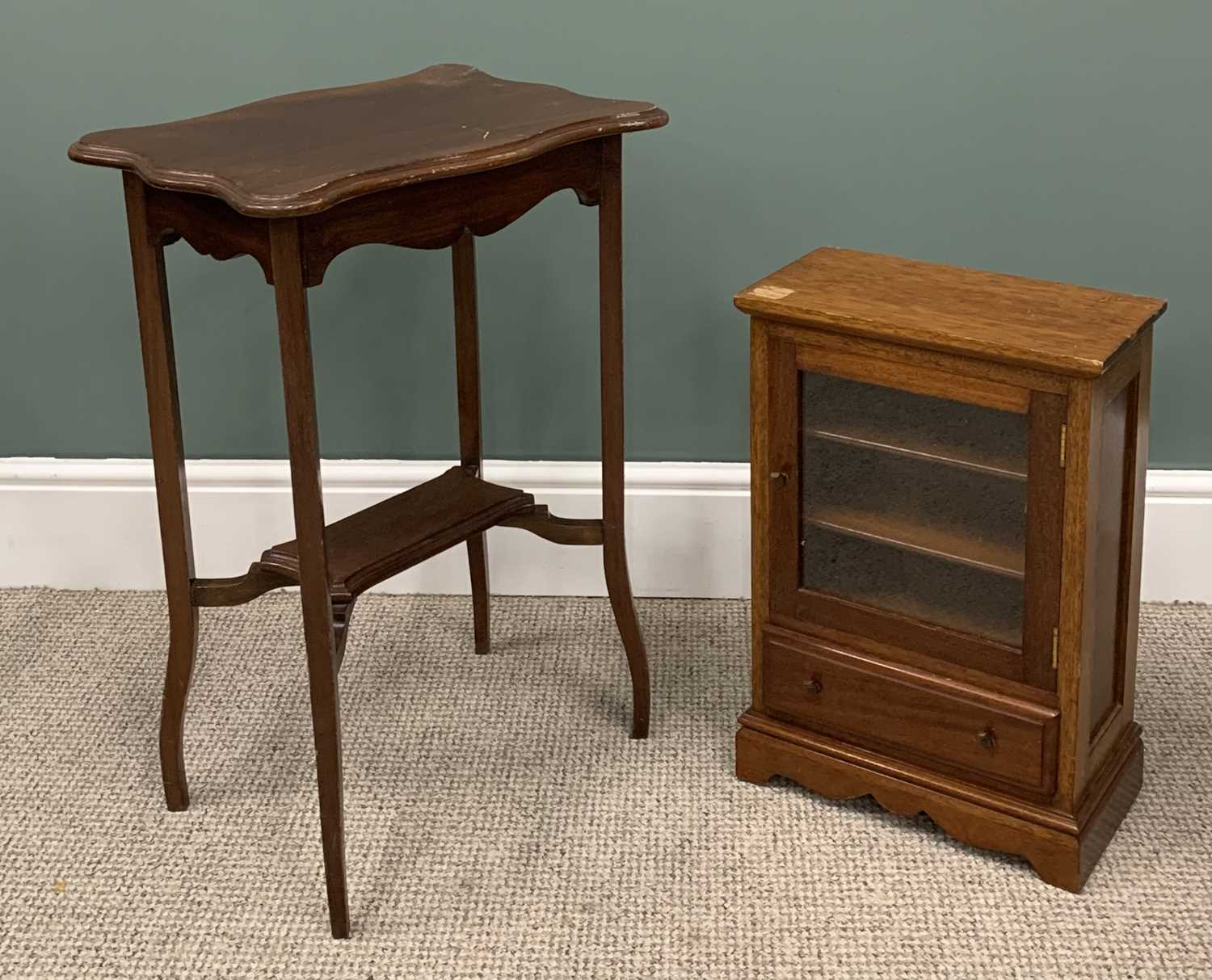 VARIOUS VINTAGE & REPRODUCTION OCCASIONAL FURNITURE comprising walnut nest of three glass top - Image 4 of 5