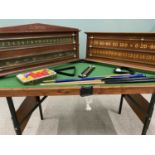 RILEY LTD & CHICK LTD VINTAGE MAHOGANY SNOOKER/BILLIARDS SCORE BOARDS, brass slide bars and