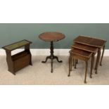 OCCASIONAL FURNITURE ITEMS comprising antique mahogany tilt-top tripod table, carved pie-crust