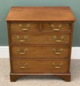 MAHOGANY FOUR DRAWER CHEST, circa 1920, neatly proportioned, circular brass pommels, swan neck