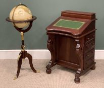 TWO ITEMS REPRODUCTION STUDY FURNITURE, comprising mahogany Davenport, lidded upper box, gilt tooled
