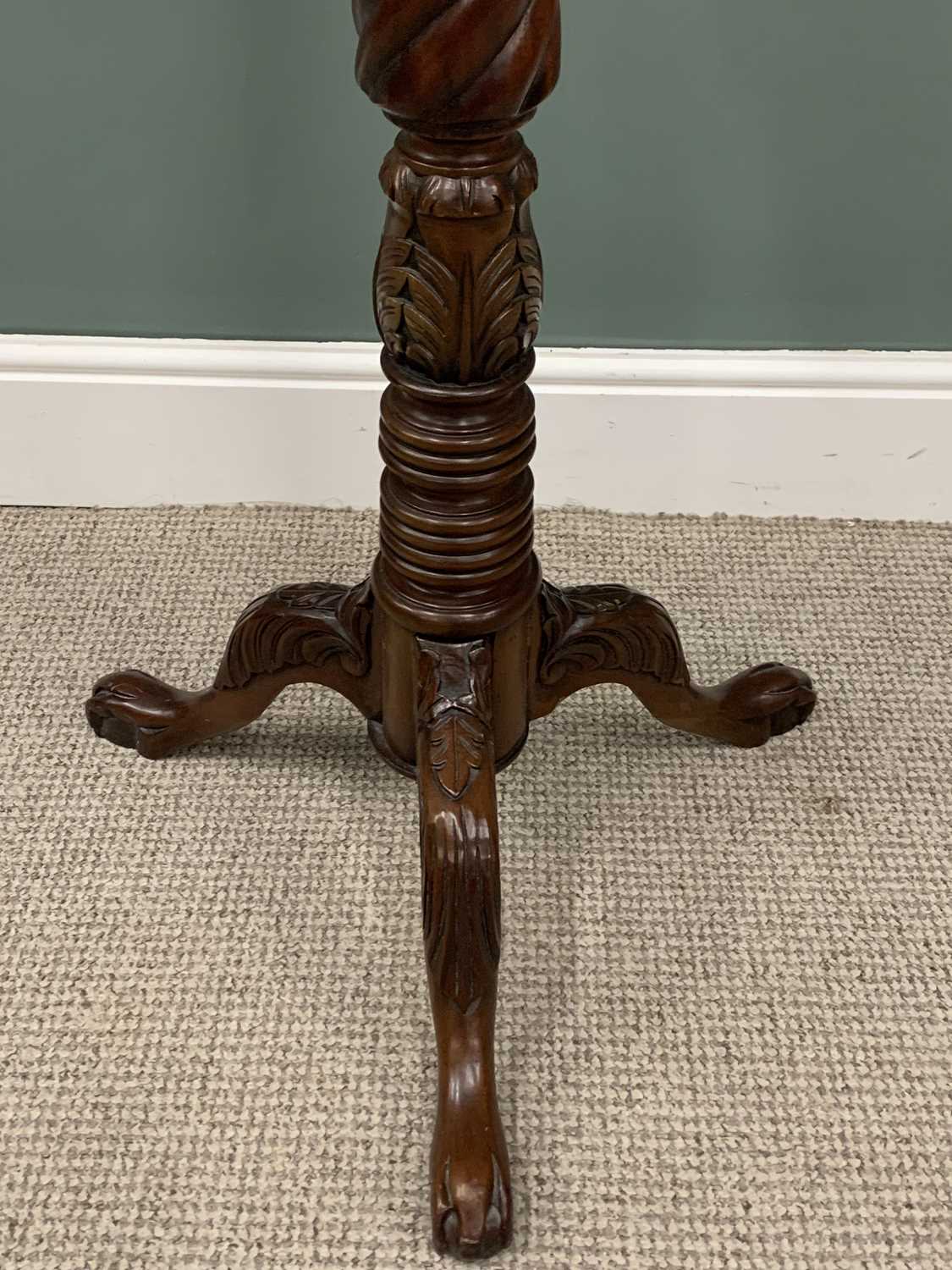 REPRODUCTION MAHOGANY PLANTER/CANDLE STAND, dished circular top, carved spiral twist column, - Image 4 of 5