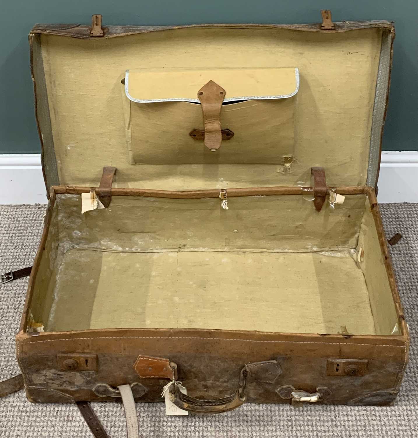 THREE ITEMS OF VINTAGE LUGGAGE & A SHEEPSKIN TYPE WOOLLEN RUG, trunks, 32cms (h), 69cms (w), 43.5cms - Image 9 of 9