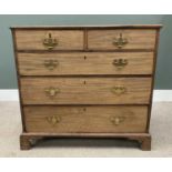 GEORGIAN BLEACHED MAHOGANY CHEST OF DRAWERS, two short, three long oak lined drawers, replacement