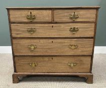 GEORGIAN BLEACHED MAHOGANY CHEST OF DRAWERS, two short, three long oak lined drawers, replacement