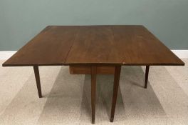 LARGE ANTIQUE MAHOGANY GATELEG DINING TABLE, long-leaf twin flap, square tapering supports, 72.
