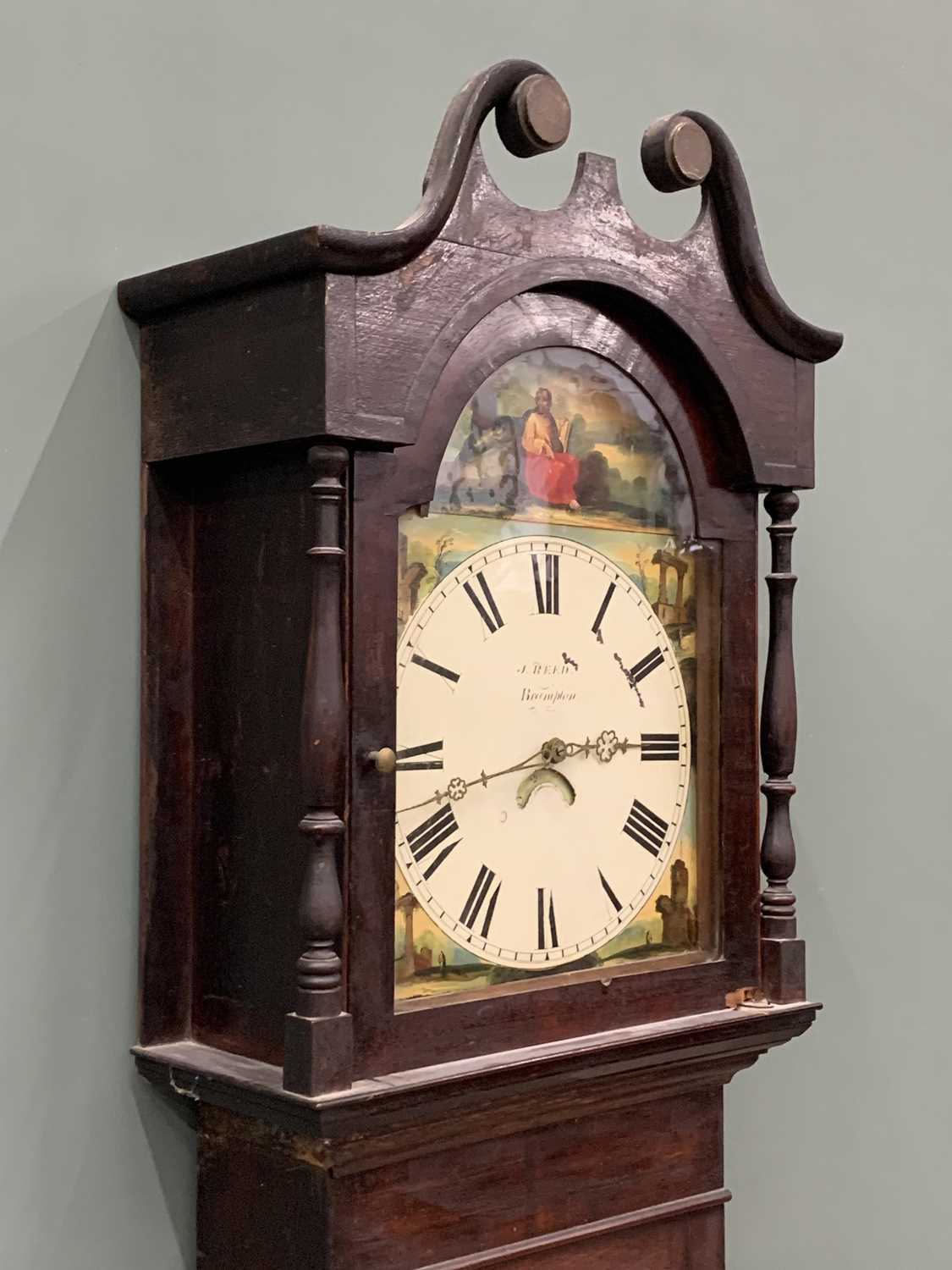 J REED BRAMPTON LONGCASE CLOCK circa 1850, arched top painted dial, Roman numerals, subsidiary - Image 3 of 11