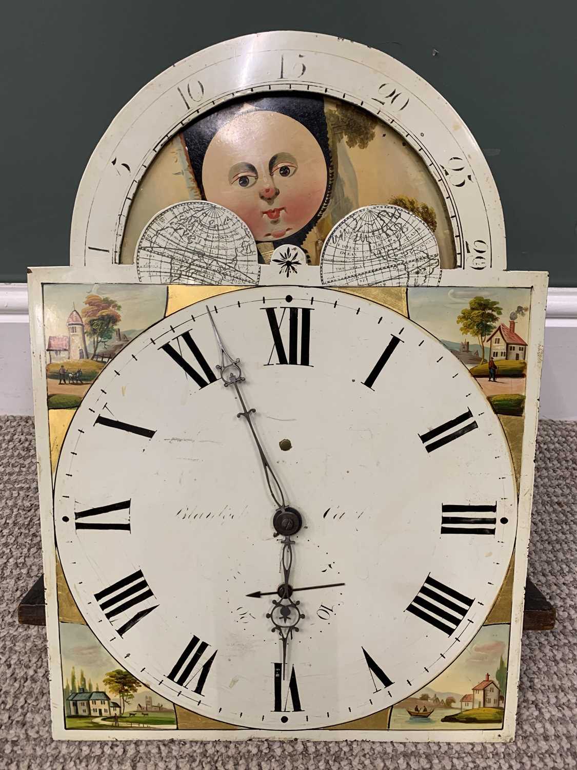 ANTIQUE MOON-PHASE DIAL LONGCASE CLOCK, indistinctly signed dial, arched painted moon phase wheel, - Image 10 of 11