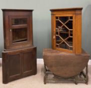 VARIOUS ANTIQUE FURNITURE being four items comprising oak thirteen pane astragal glazed wall hanging