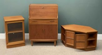 MID-CENTURY& LATER TEAK FURNITURE comprising bureau, fall front, single frieze drawer, twin cupboard