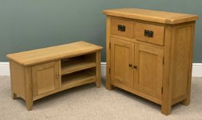 TWO ITEMS MODERN OAK FURNITURE, comprising two drawer, two door small sideboard, cleated end top,