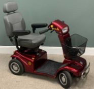 RASCAL ELECTRIC MOBILITY SCOOTER with key and charger, red and grey, chrome front nudge bar, front