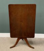 MAHOGANY RECTANGULAR TILT-TOP BREAKFAST TABLE circa 1870, moulded edge, rounded corners, turned