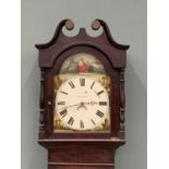 J REED BRAMPTON LONGCASE CLOCK circa 1850, arched top painted dial, Roman numerals, subsidiary