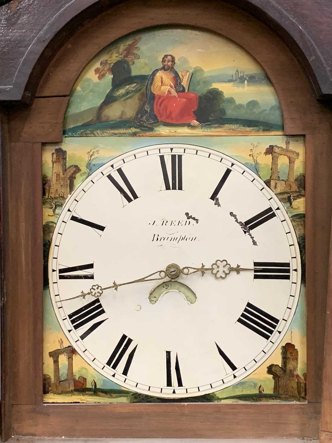 J REED BRAMPTON LONGCASE CLOCK circa 1850, arched top painted dial, Roman numerals, subsidiary - Image 2 of 11