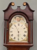 ANTIQUE MOON-PHASE DIAL LONGCASE CLOCK, indistinctly signed dial, arched painted moon phase wheel,