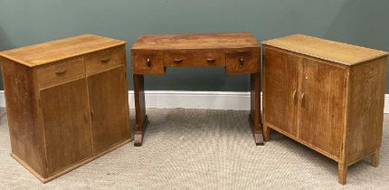 THREE ITEMS OF VINTAGE BEDROOM FURNITURE comprising two oak side cabinets, two door, interior shelf,