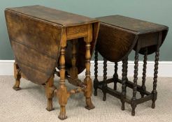 TWO GATE-LEG TABLES comprising antique reproduction mahogany larger table, twin flap, twin end