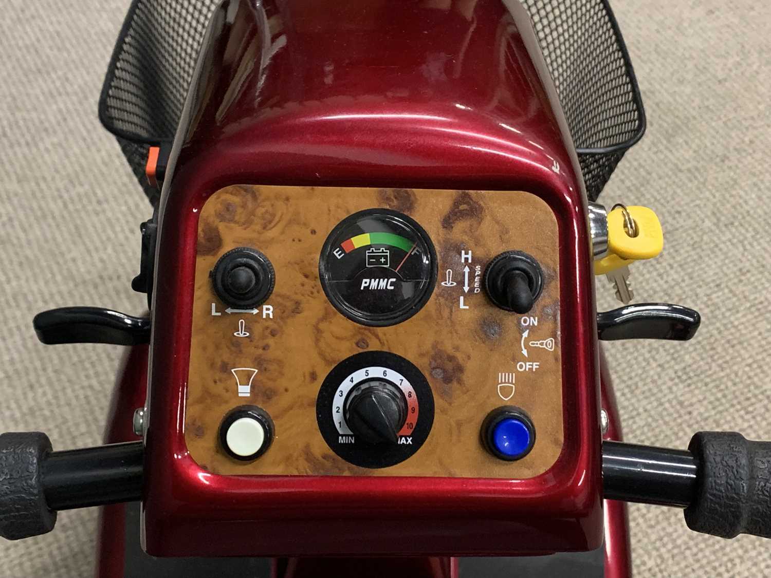RASCAL ELECTRIC MOBILITY SCOOTER with key and charger, red and grey, chrome front nudge bar, front - Image 2 of 5