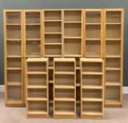 MODERN BOOKCASES comprising one pair with twin glazed doors, adjustable interior shelves, 203cms (