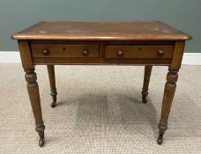 VICTORIAN MAHOGANY WRITING TABLE, rectangular top, rounded corner moulding, inset rexine writing