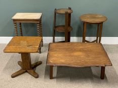 FIVE OCCASIONAL TABLES all oak, comprising rectangular top, twist supports, cross stretchers,