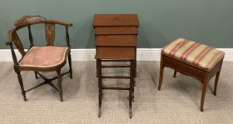 EDWARDIAN INLAID MAHOGANY FURNITURE three items, comprising corner armchair with ivory inlay and
