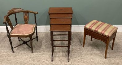 EDWARDIAN INLAID MAHOGANY FURNITURE three items, comprising corner armchair with ivory inlay and