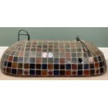 BILLIARDS TABLE OVERLIGHT SHADE in leaded coloured glass, 38cms (h), 122cms (w), 65cms (d)