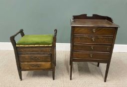 TWO ITEMS OF SHEET MUSIC FURNITURE, comprising four drawer cabinet, three quarter gallery top,