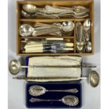 ANTIQUE & LATER CUTLERY COLLECTION, to include two toddy ladles, George III coin insets to the