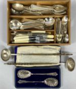 ANTIQUE & LATER CUTLERY COLLECTION, to include two toddy ladles, George III coin insets to the