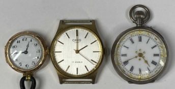 THREE LADIES & GENTS WATCHES, comprising 9ct gold cased ladies wristwatch, Arabic numerals to a
