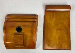 CARVACRAFT ART DECO PHENOLIC BAKELITE TWO PIECE DESK SET, butterscotch amber colour, comprising