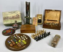 VINTAGE GAMES COLLECTION, to include antique solitaire board, marbles and ball bearings, Bakelite