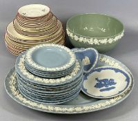 WEDGWOOD QUEENSWARE / CROWN DEVON LEAPING DEER TABLEWARE, 15 and 27 pieces respectively, etc