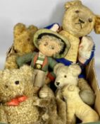 COLLECTION OF VINTAGE TEDDY BEARS & OTHER SOFT TOYS, 62cms (l) the largest Provenance: private