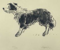 ‡ SIR KYFFIN WILLIAMS RA limited edition (212/750) print - an alert standing sheep dog, signed and